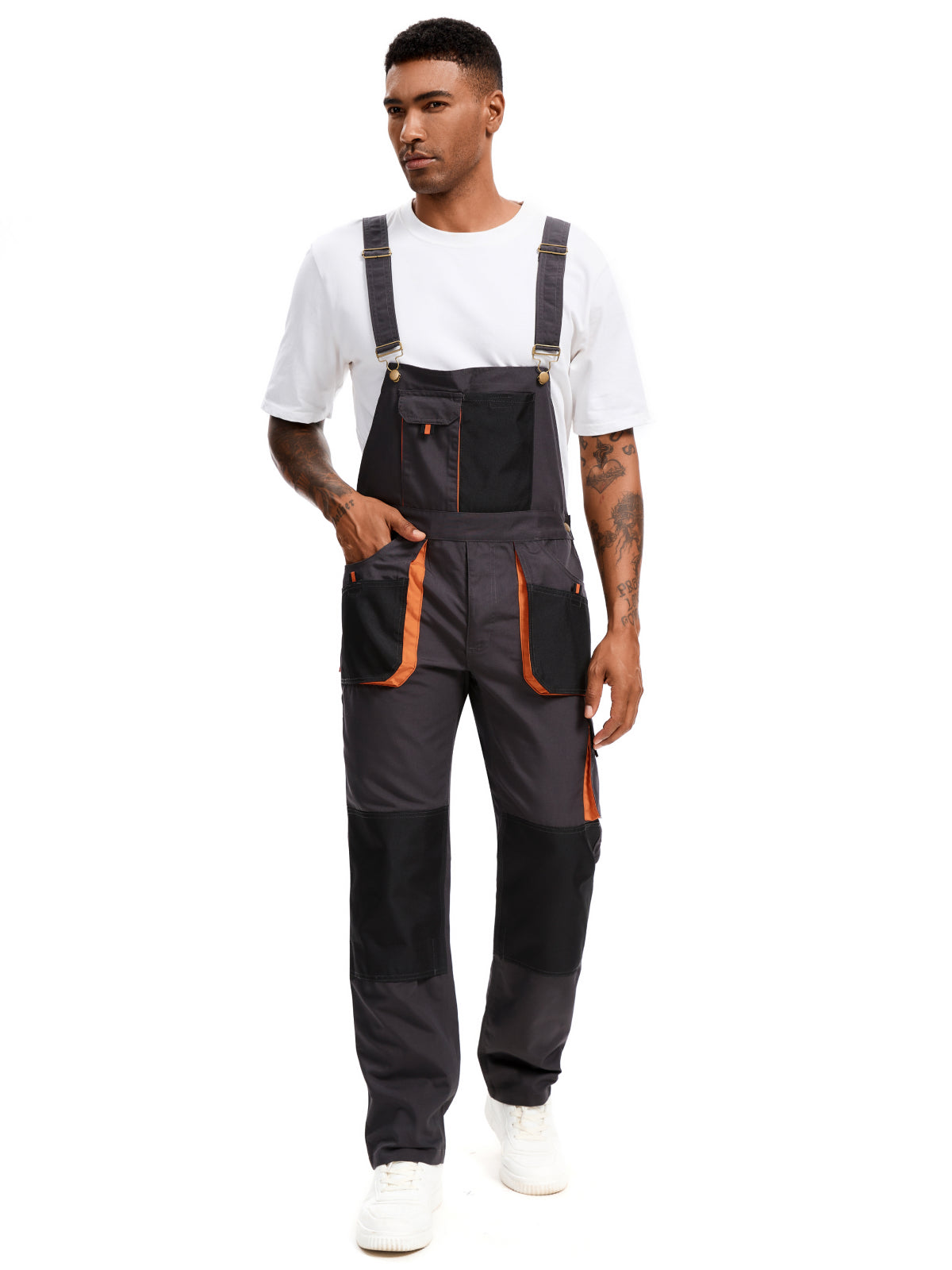 OVERALLS DE TRABAJO PARA HOMBRE WORK IDEA Overalls de Lona Resistente con Bolsillos para Almohadillas de Rodilla