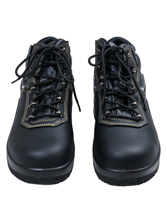 WORK IDEA High‑Top Safety Work Boots Genuine Leather Steel Toe Anti‑Slip Industrial Safety Shoes