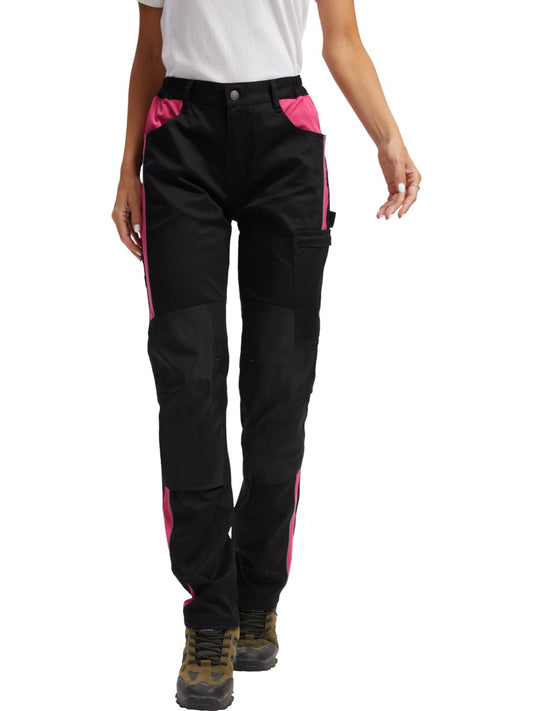 WORK IDEA Women's Work Trousers in Figure-Hugging Fit, Elastic and Lightweight, with Multiple Functional Pockets