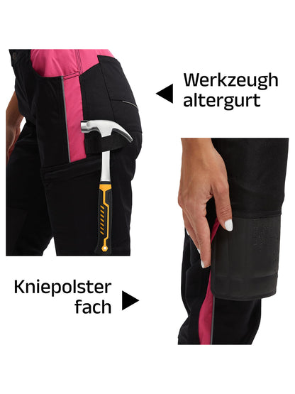 WORK IDEA Women's Work Trousers in Figure-Hugging Fit, Elastic and Lightweight, with Multiple Functional Pockets