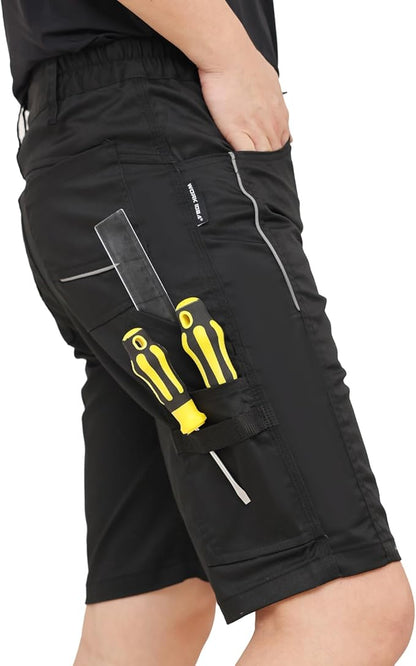 WORK IDEA Men's Stretch Work Shorts with Numerous Pockets and Tool Pockets