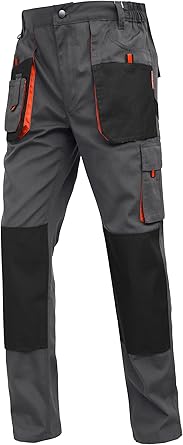 WORK IDEA Mens Work Trousers Oxford Knee Pockets Heavy Duty Canvas