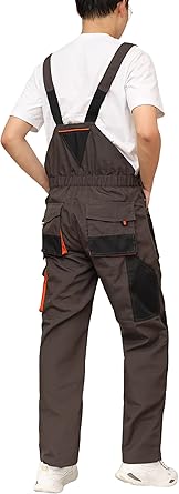 WORK IDEA Mens Work Dungarees Oxford Knee Pockets Durable Canvas