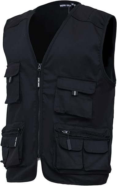 WORK IDEA Men's Outdoor Work Vest Multi-Pocket Fishing Vest Light Field Vest Camouflage Vest Summer Multifunctional Vest Breathable Fishing Vest