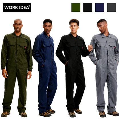 WORK IDEA Ropa de Trabajo para Hombre 100% Algodón. Presenta mangas largas, tejido de sarga duradero, múltiples bolsillos para almacenamiento y es adecuada tanto para situaciones informales como laborales.