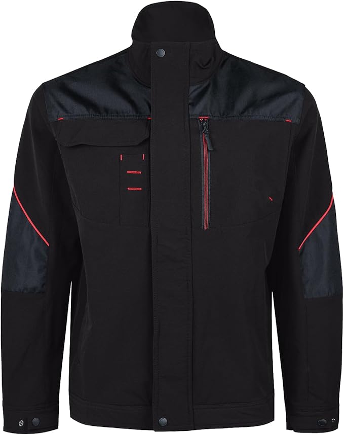WORK IDEA Herren Slim-Fit Stretch Arbeitsjacke: Strategisch verstärkt– professionelle Eleganz mit modernem Komfort