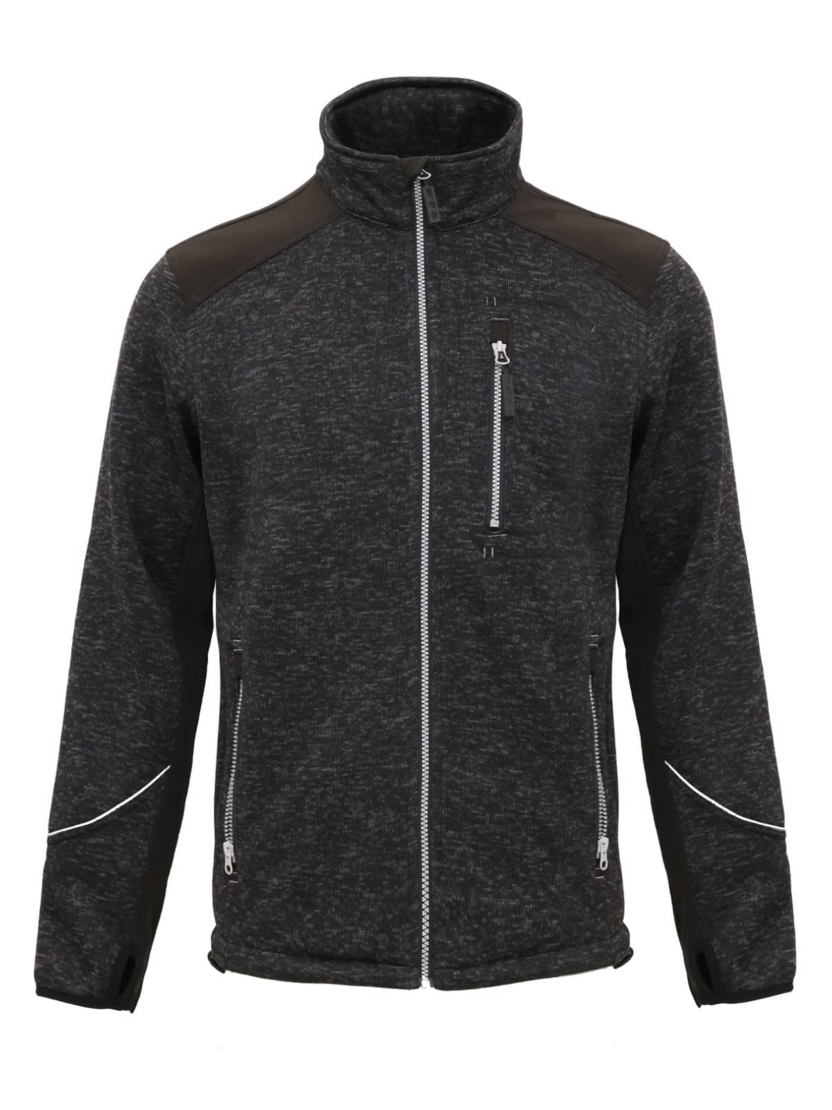 WORK IDEA Men's Knitted Fleece Jacket, Fleece Cardigan, Breathable Outdoor Fleece Jackets for Men, Warm and Lightweight Knitted Fleece Jacket with Zip
