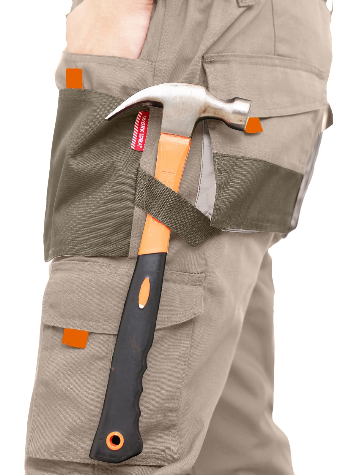 WORK IDEA Mens Work Trousers Oxford Knee Pockets Heavy Duty Canvas