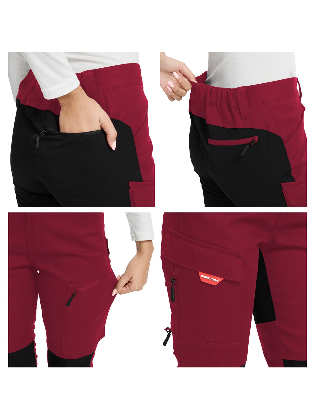 WORK IDEA Women's Hiking Trousers, Stretch Slim Fit, Water Resistant, Outdoor Hiking Trousers
