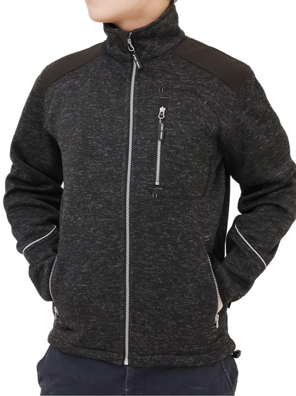 WORK IDEA Men's Knitted Fleece Jacket, Fleece Cardigan, Breathable Outdoor Fleece Jackets for Men, Warm and Lightweight Knitted Fleece Jacket with Zip