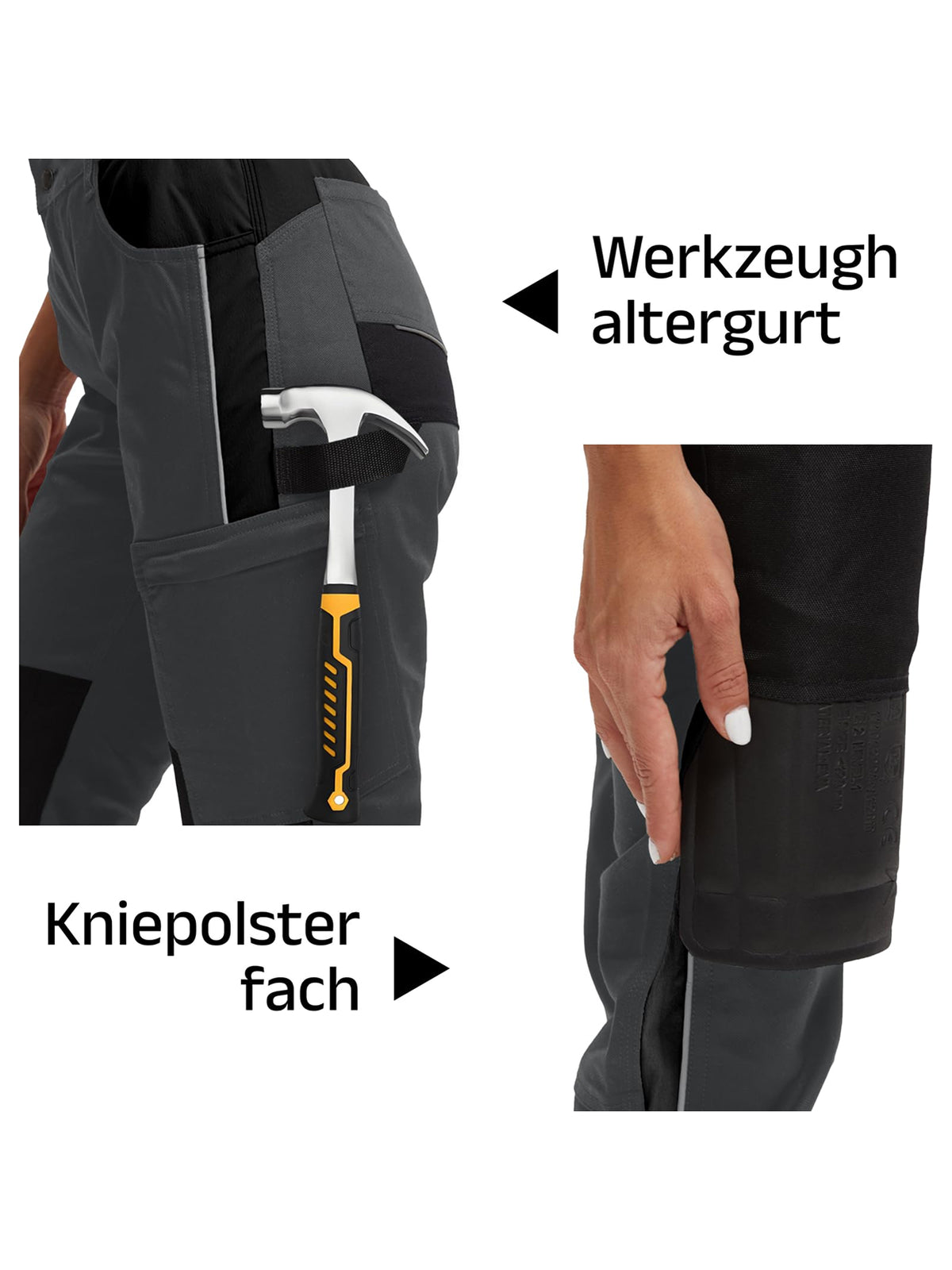 WORK IDEA Women's Work Trousers in Figure-Hugging Fit, Elastic and Lightweight, with Multiple Functional Pockets