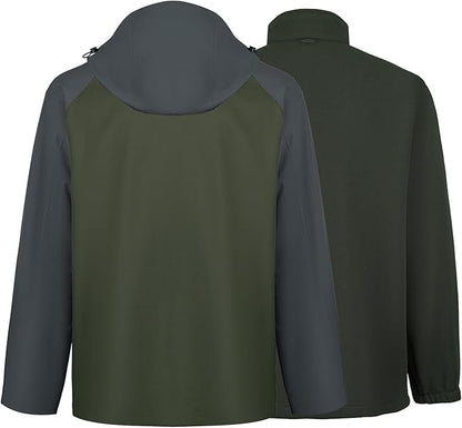 WORK IDEA Men's 3-in-1 Waterproof Breathable Windproof Jacket with Hood and Fleece Inner Jacket - Functional Jacket for Hiking, Cycling, Camping and Outdoor Activities