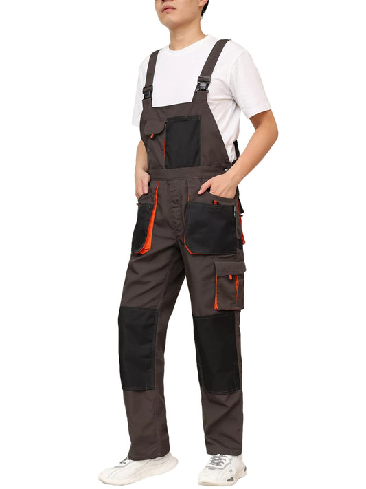 WORK IDEA Mens Work Dungarees Oxford Knee Pockets Durable Canvas