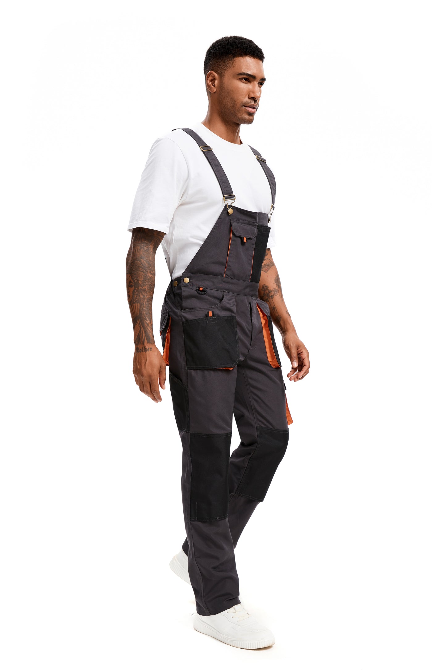 OVERALLS DE TRABAJO PARA HOMBRE WORK IDEA Overalls de Lona Resistente con Bolsillos para Almohadillas de Rodilla