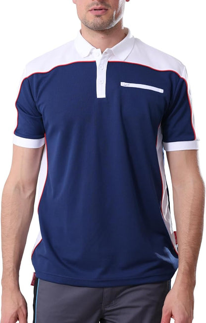 Men's Polo Shirt Work Short Sleeve Work Shirt 100% Polyester with Contrast Colours