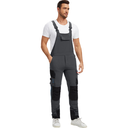 WORK IDEA Mens Work Dungarees with Good Stretch, Many Pockets and Partial Use of Cordura Fabric for Increased Abrasion Resistance, Suitable for Various Work Environments
