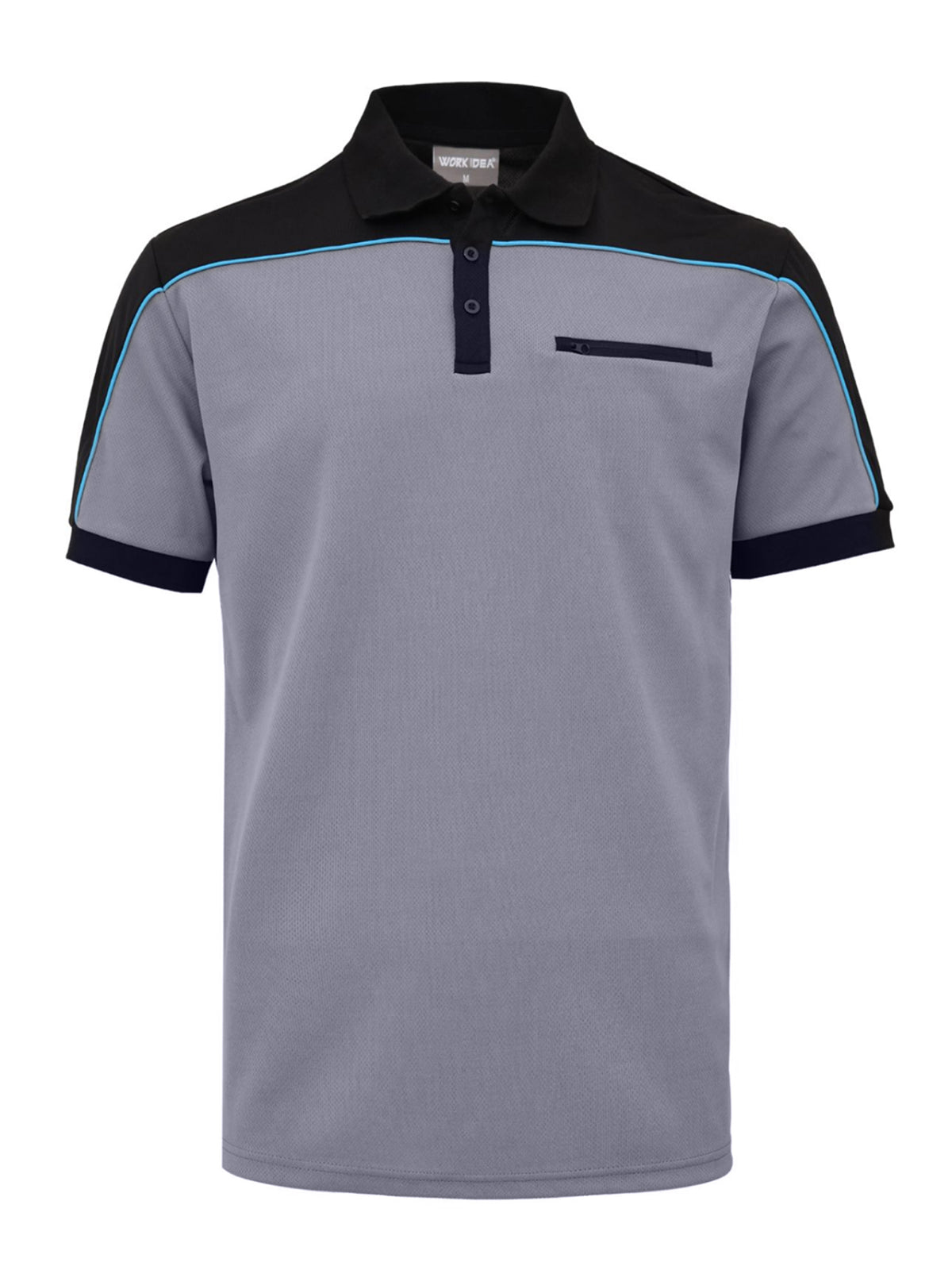 Work Idea Men's Short-Sleeved Polo Shirt with Contrast Colours, Functional Work Shirt for Work, Workshop and Leisure