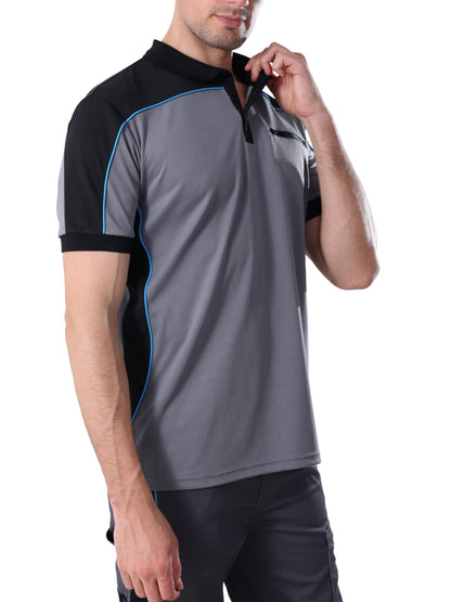 Work Idea Men's Short-Sleeved Polo Shirt with Contrast Colours, Functional Work Shirt for Work, Workshop and Leisure