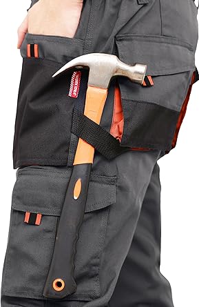 WORK IDEA Mens Work Trousers Oxford Knee Pockets Heavy Duty Canvas