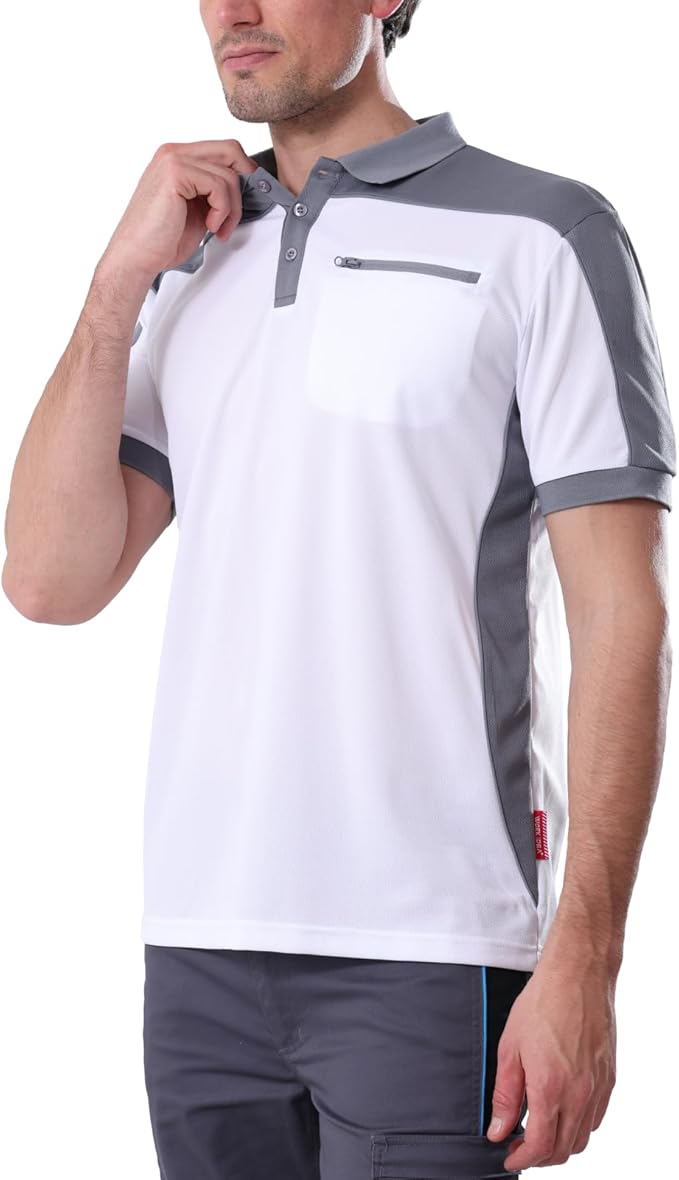 Men's Polo Shirt Work Short Sleeve Work Shirt 100% Polyester with Contrast Colours