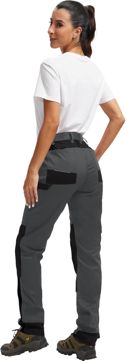 WORK IDEA Women's Work Trousers in Figure-Hugging Fit, Elastic and Lightweight, with Multiple Functional Pockets