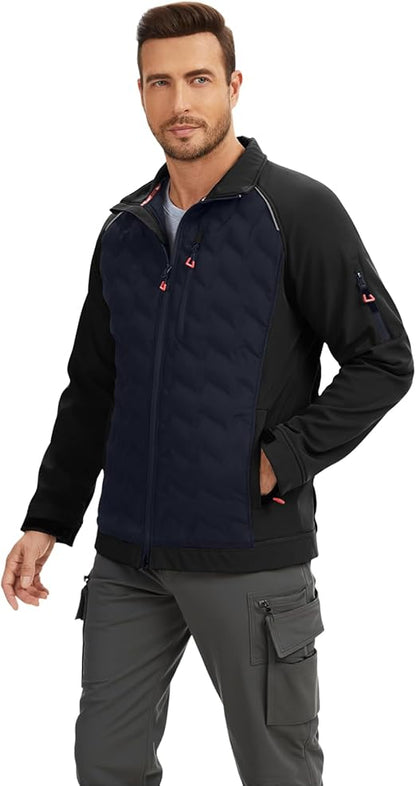 WORK IDEA Hybrid Waterproof Thermal Insulation Running Men's Jacket for Outdoor and Running with Contrast Colours
