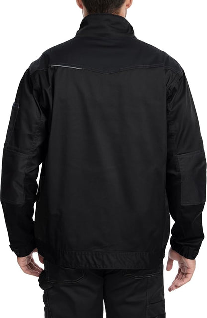 WORK IDEA Men's Work Jacket with Contrasting Reflective Stripes - Modern Design with Zip and Buttons