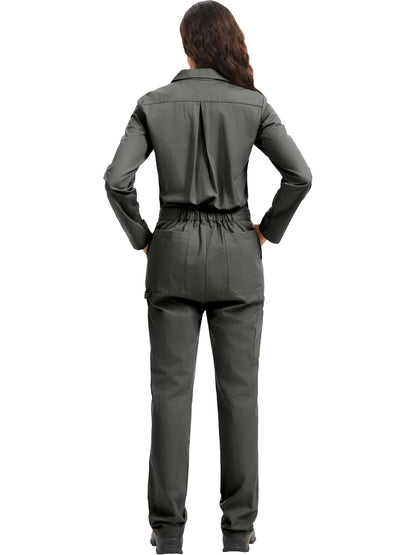 OVERALLS DE MUJER WORK IDEA DE MANGA LARGA - Mono de trabajo 100% algodón con espalda de acción y bolsillos utilitarios con gancho