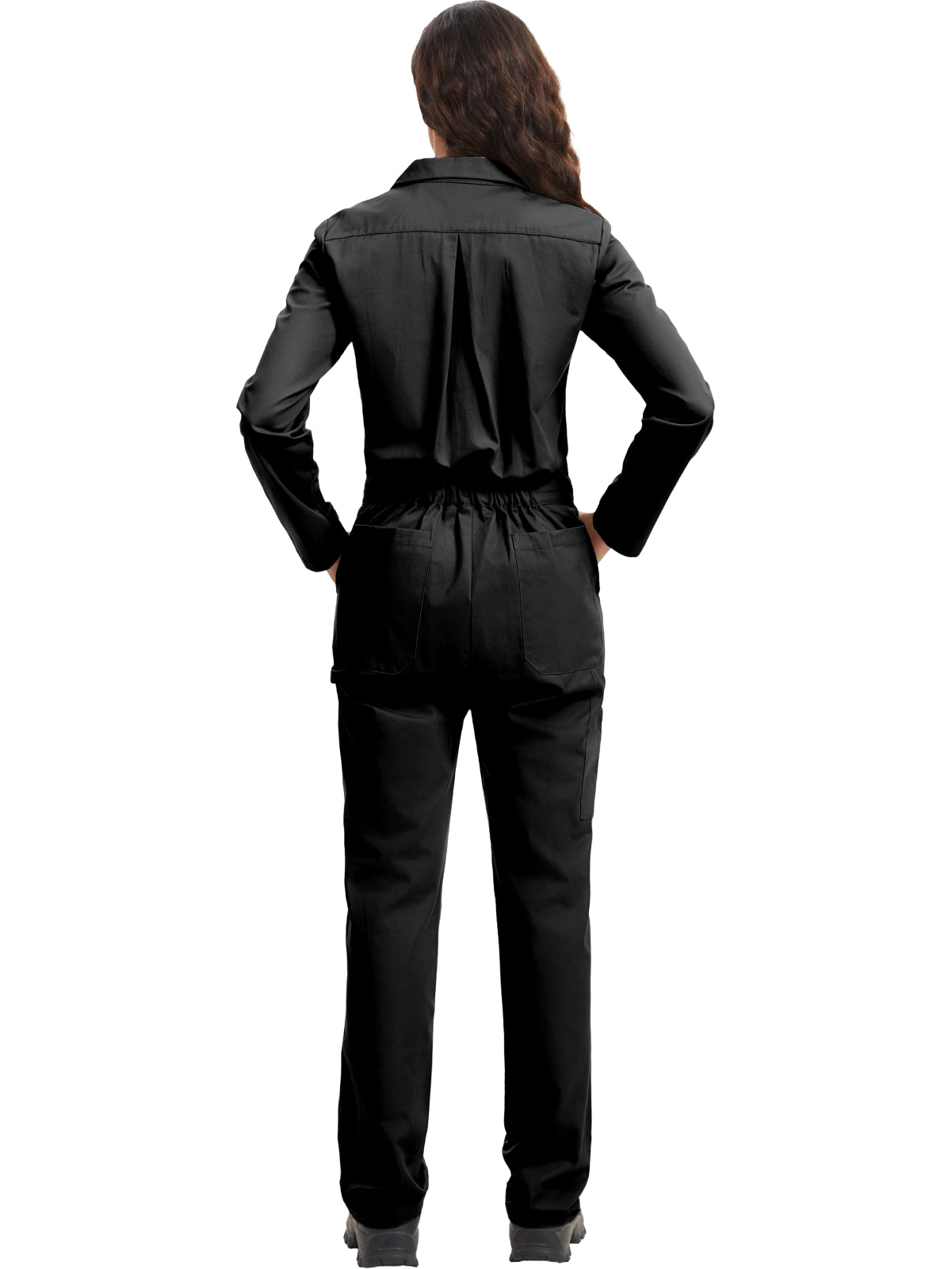 OVERALLS DE MUJER WORK IDEA DE MANGA LARGA - Mono de trabajo 100% algodón con espalda de acción y bolsillos utilitarios con gancho