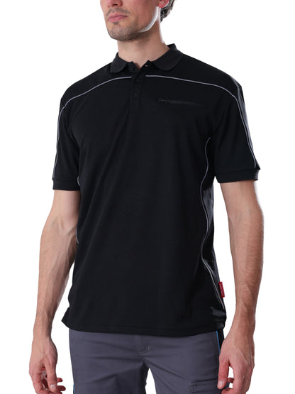Work Idea Men's Short-Sleeved Polo Shirt with Contrast Colours, Functional Work Shirt for Work, Workshop and Leisure