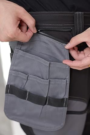 WORK IDEA Men's Work Trousers, Trousers with Multifunctional Pockets, Trousers with Removable Flight Pockets, Oxford Knee Pockets, Cotton Stretch Trousers