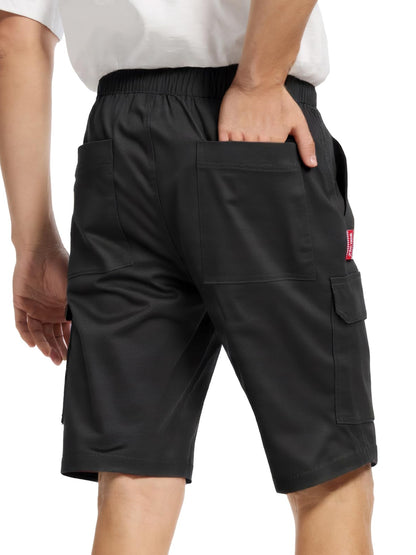 WORK IDEA Men's Summer Cargo Shorts with Elastic Waistband and Utility Pockets - Work Trousers for Outdoor, Leisure, Everyday Use