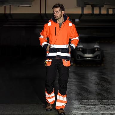 WORK IDEA Versatile 3-in-1 Work Jacket with Reflectors - Waterproof, Windproof, Breathable - Ideal Winter Work Wear and Hi-Vis Jacket for All Seasons