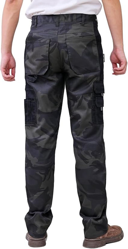 WORK IDEA Mens Work Trousers - Camouflage Trousers Mens Cargo Trousers with Inside Knee Pockets