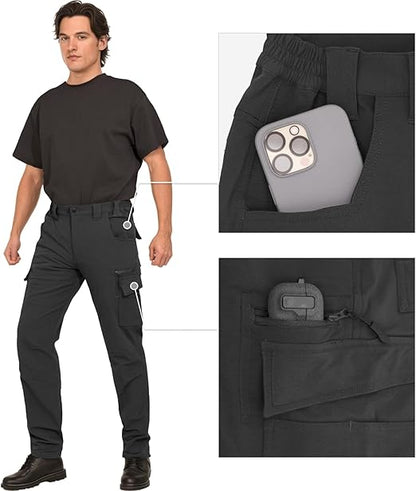 WORK IDEA Men's Work Trousers, Trousers with Multifunctional Pockets, Trousers with Removable Flight Pockets, black, XXL