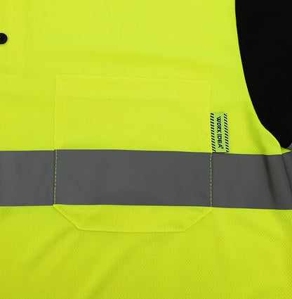WORK IDEA Men's Hi-Vis Polo Shirt, Reflective Work Polo Shirt