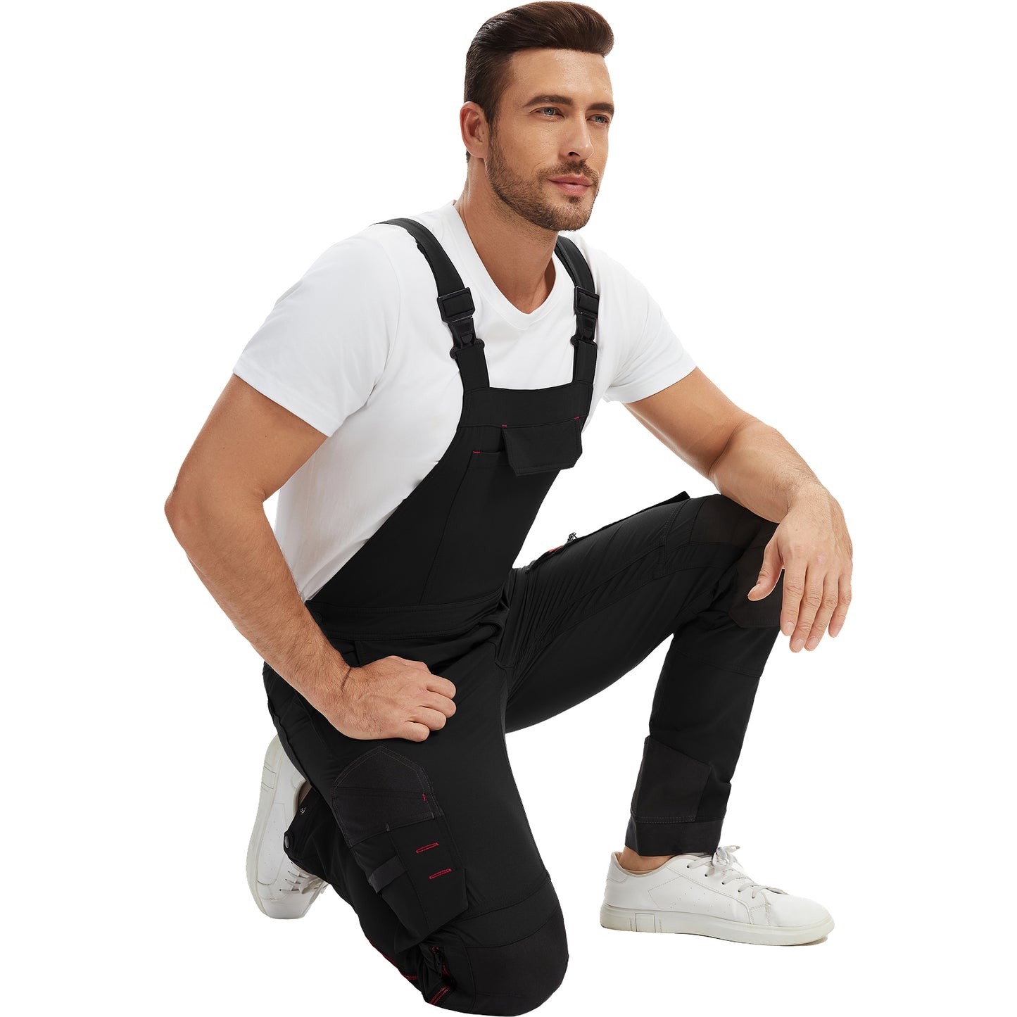 WORK IDEA Mens Work Dungarees with Good Stretch, Many Pockets and Partial Use of Cordura Fabric for Increased Abrasion Resistance, Suitable for Various Work Environments
