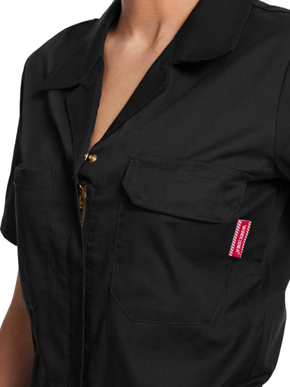 OVERALL DE MUJER WORK IDEA DE MANGA CORTA LIGERO CON CIERRE FRONTAL DE BOTONES DE ALGODÓN