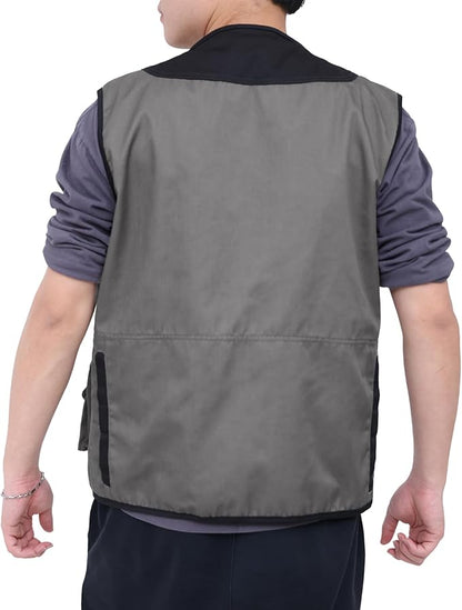 WORK IDEA Men's Outdoor Work Vest Multi-Pocket Fishing Vest Light Field Vest Camouflage Vest Summer Multifunctional Vest Breathable Fishing Vest