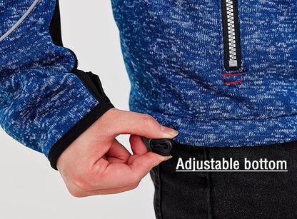 WORK IDEA Men's Knitted Fleece Jacket, Fleece Cardigan, Breathable Outdoor Fleece Jackets for Men, Warm and Lightweight Knitted Fleece Jacket with Zip
