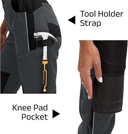 WORK IDEA Women's Work Trousers in Figure-Hugging Fit, Elastic and Lightweight, with Multiple Functional Pockets