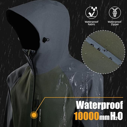 WORK IDEA Men's 3-in-1 Waterproof Breathable Windproof Jacket with Hood and Fleece Inner Jacket - Functional Jacket for Hiking, Cycling, Camping and Outdoor Activities