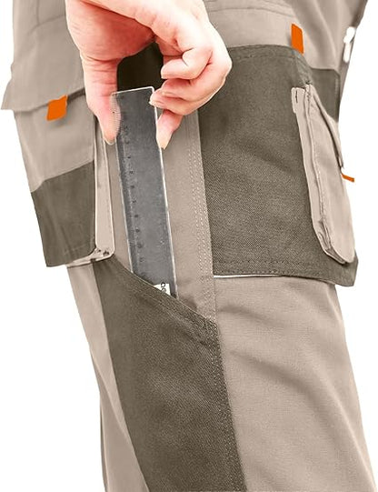 WORK IDEA Mens Work Trousers Oxford Knee Pockets Heavy Duty Canvas