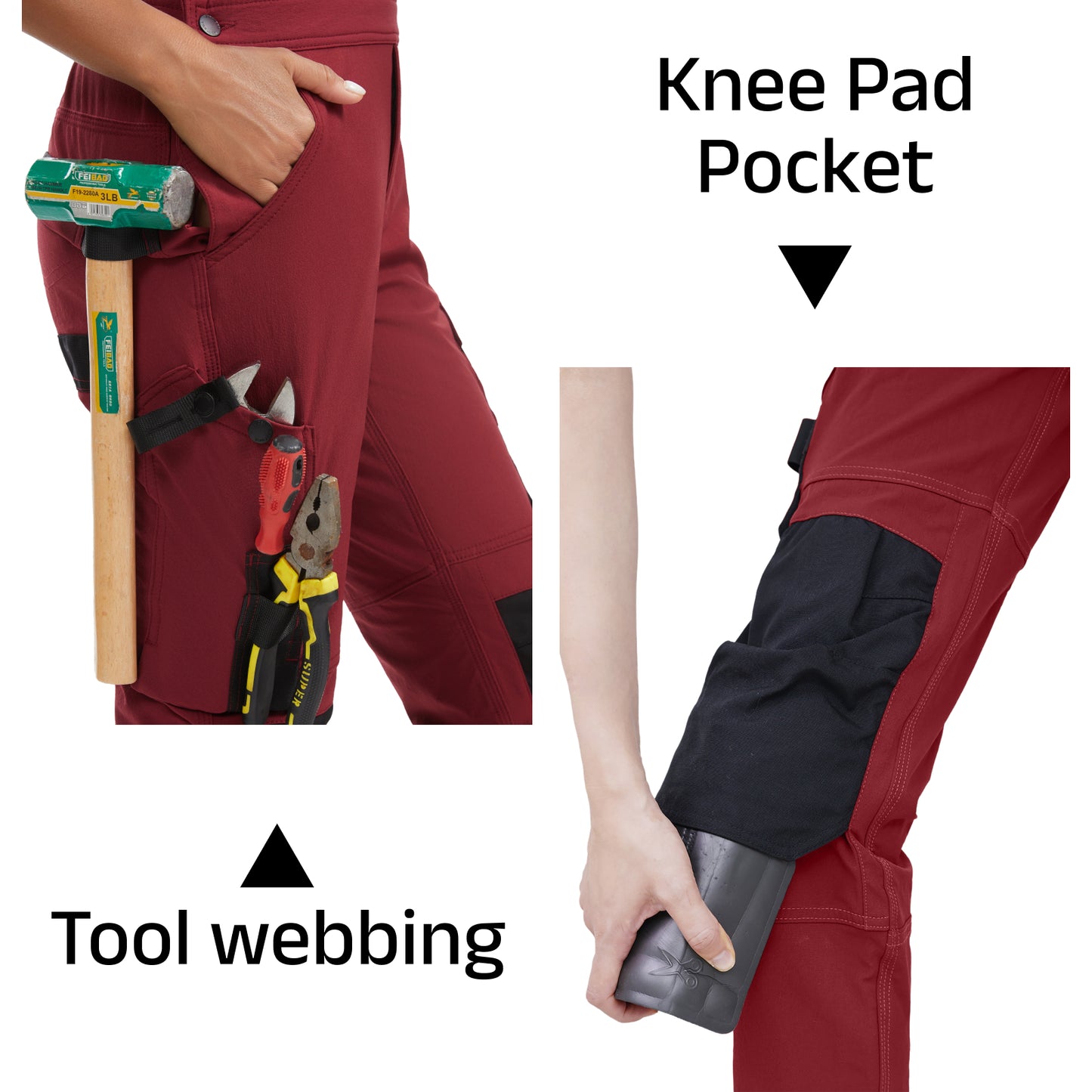 WORK IDEA Damen-Arbeitslatzhose mit guter Dehnbarkeit, vielen Taschen und teilweiser Verwendung von Cordura-Gewebe für erhöhte Abriebfestigkeit, geeignet für Verschiedene Arbeitsumgebungen