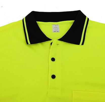 WORK IDEA Men's Hi-Vis Polo Shirt, Reflective Work Polo Shirt