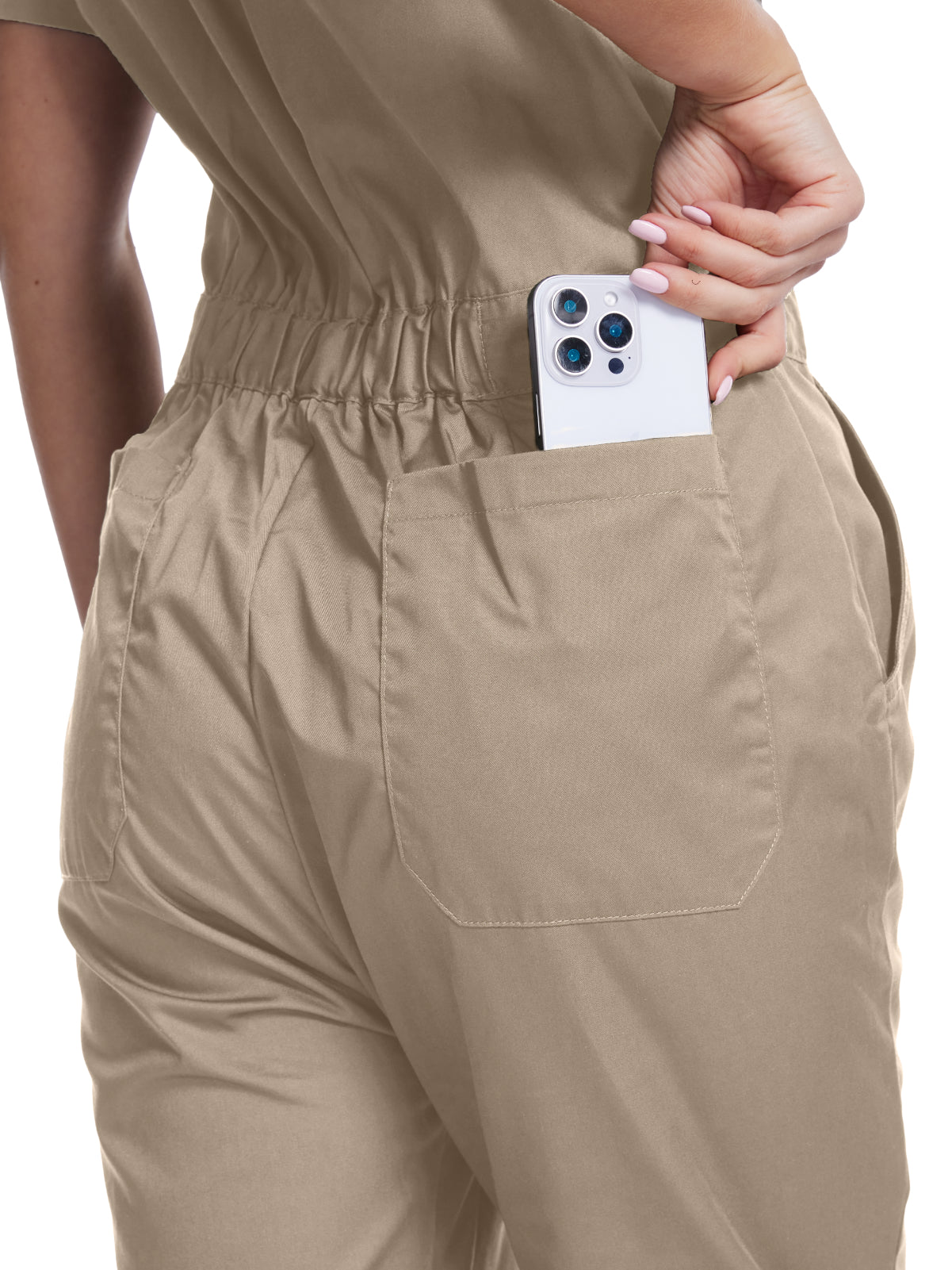 OVERALL DE MUJER WORK IDEA DE MANGA CORTA LIGERO CON CIERRE FRONTAL DE BOTONES DE ALGODÓN