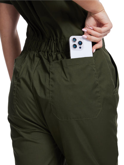 OVERALL DE MUJER WORK IDEA DE MANGA CORTA LIGERO CON CIERRE FRONTAL DE BOTONES DE ALGODÓN