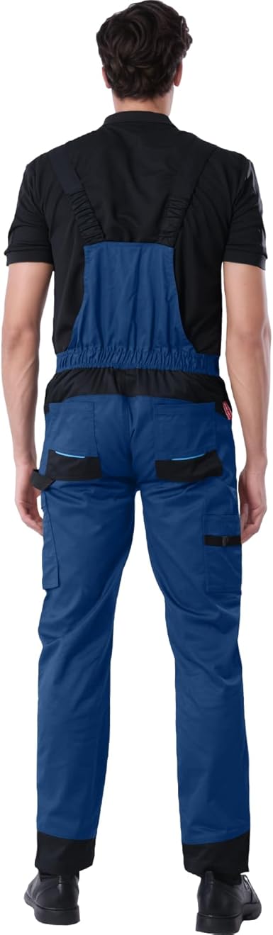 WORK IDEA Mens Stretch Work Dungarees with Multiple Pockets and Tool Pockets