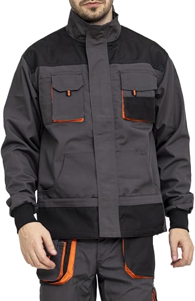 WORK IDEA Mens Multi Pocket Heavy Duty Canvas Work Jacket