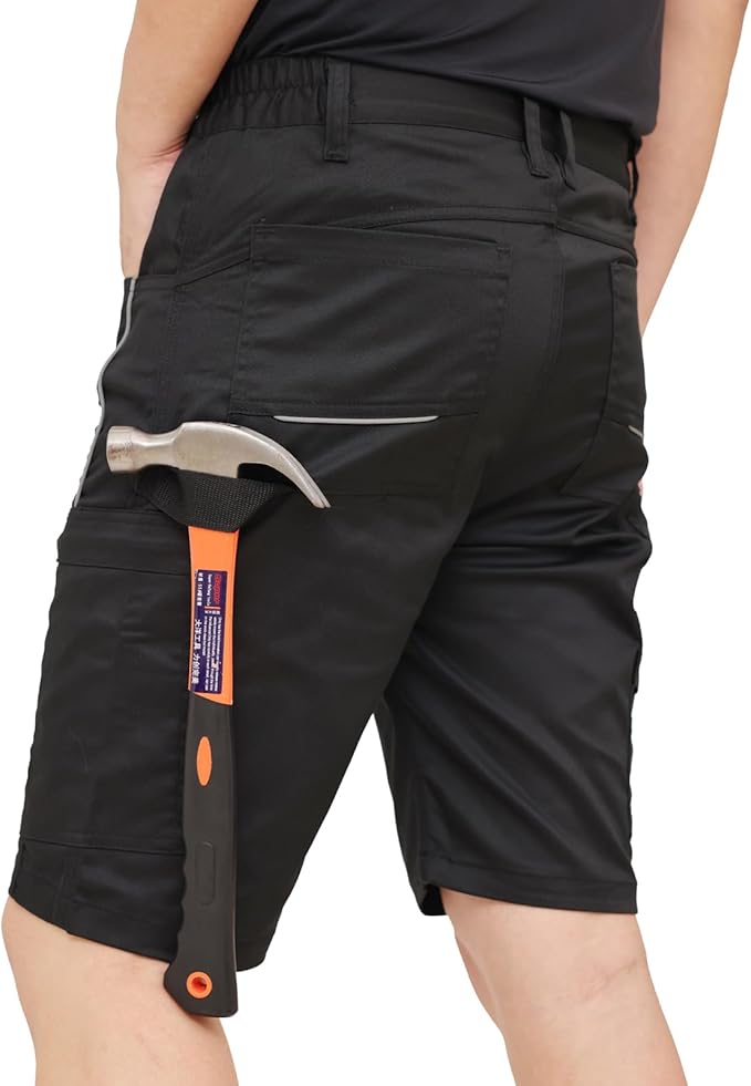 WORK IDEA Men's Stretch Work Shorts with Numerous Pockets and Tool Pockets